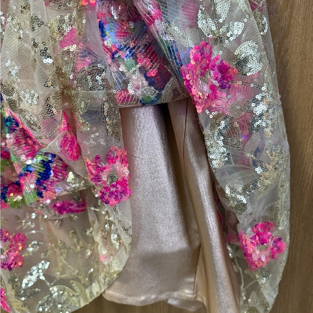 Gold and pink Floral Maxi Dress, Dear moon size 9 - Picture 9 of 14